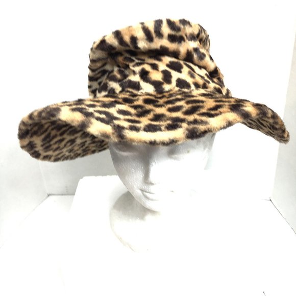 VTG Joseph Magnin Mr. Paul Faux Leopard Short Fur Bucket Hat - Picture 2 of 12
